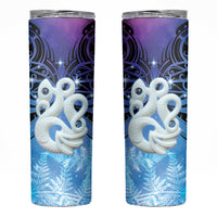 New Zealand Matariki Skinny Tumbler Aotearoa Maori New Year Manaia Galaxy Vibes LT14 Blue - Polynesian Pride