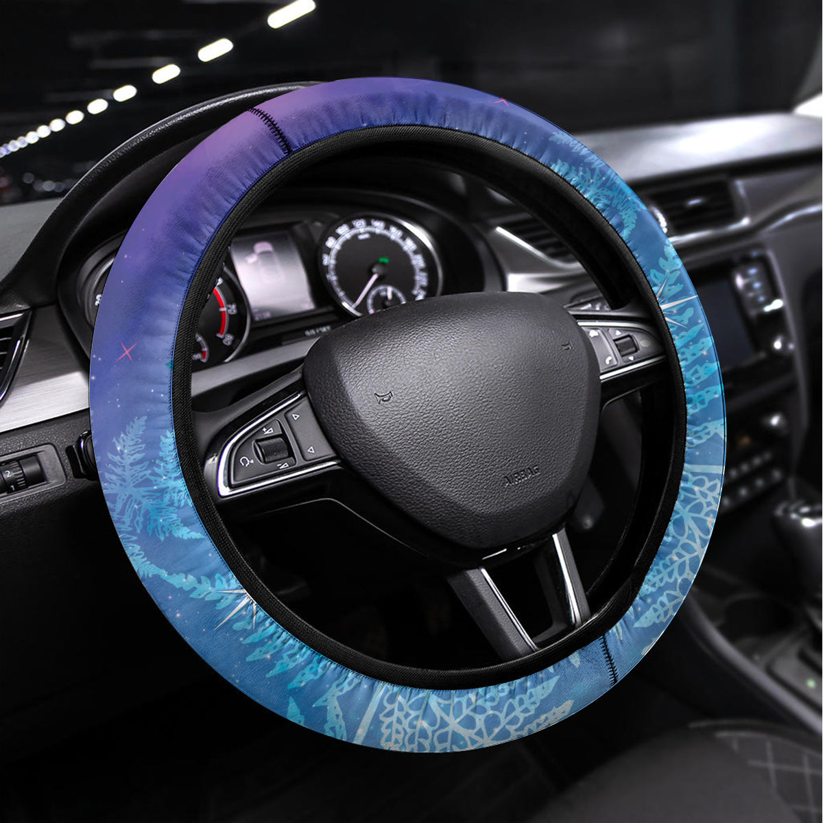 New Zealand Matariki Steering Wheel Cover Aotearoa Maori New Year Manaia Galaxy Vibes LT14 Universal Fit Blue - Polynesian Pride