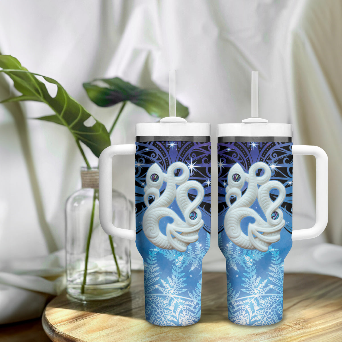 New Zealand Matariki Tumbler With Handle Aotearoa Maori New Year Manaia Galaxy Vibes LT14 - Polynesian Pride