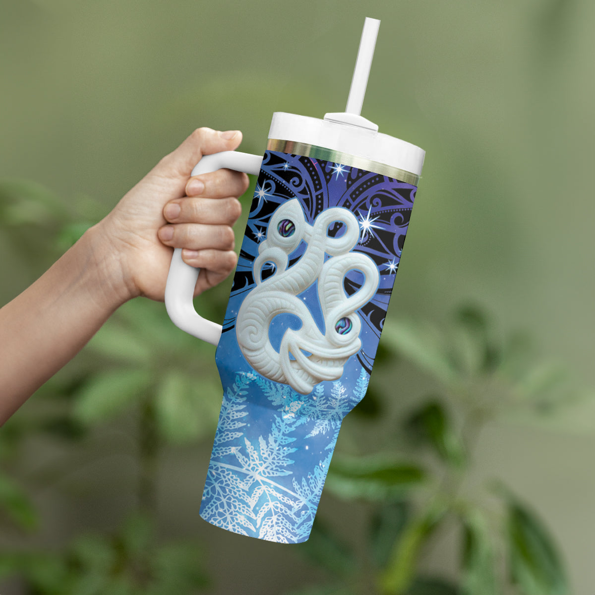 New Zealand Matariki Tumbler With Handle Aotearoa Maori New Year Manaia Galaxy Vibes LT14 - Polynesian Pride