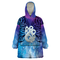New Zealand Matariki Wearable Blanket Hoodie Aotearoa Maori New Year Manaia Galaxy Vibes LT14 One Size Blue - Polynesian Pride