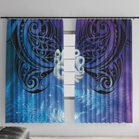 New Zealand Matariki Window Curtain Aotearoa Maori New Year Manaia Galaxy Vibes LT14 With Hooks Blue - Polynesian Pride