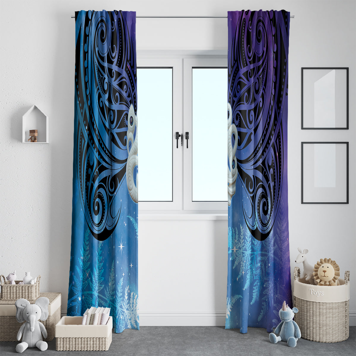 New Zealand Matariki Window Curtain Aotearoa Maori New Year Manaia Galaxy Vibes LT14 - Polynesian Pride
