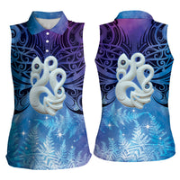 New Zealand Matariki Women Sleeveless Polo Shirt Aotearoa Maori New Year Manaia Galaxy Vibes LT14 - Polynesian Pride