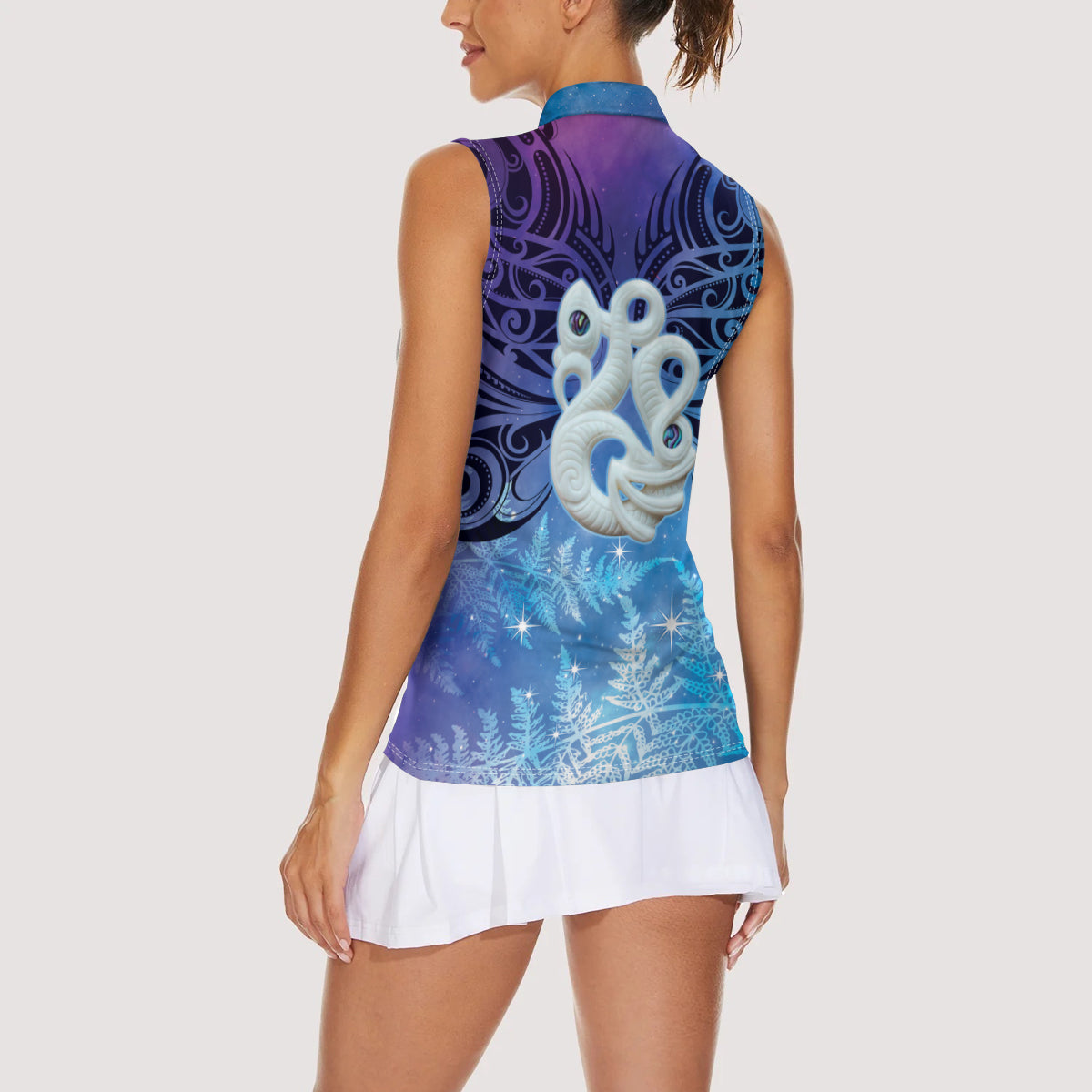 New Zealand Matariki Women Sleeveless Polo Shirt Aotearoa Maori New Year Manaia Galaxy Vibes LT14 - Polynesian Pride