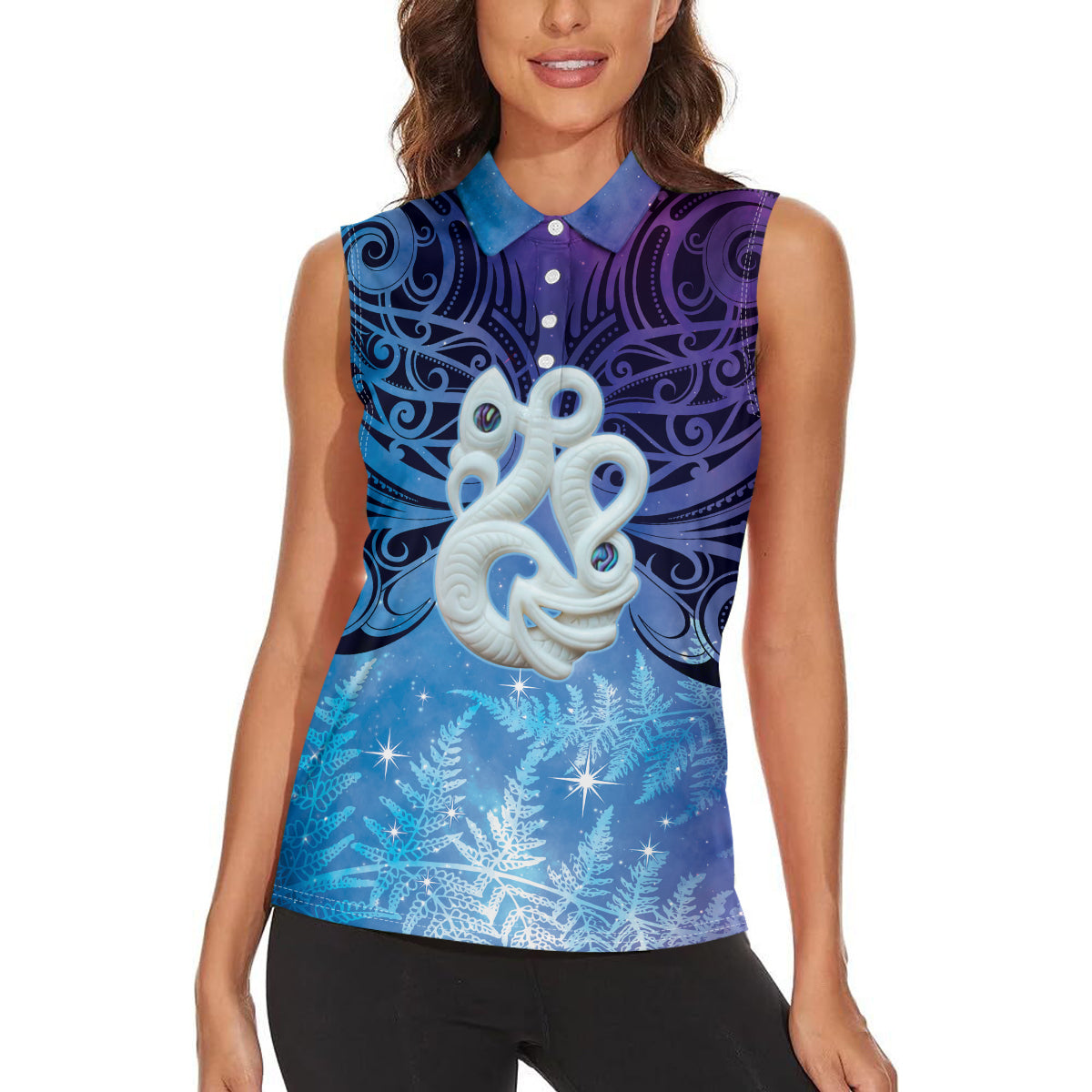 New Zealand Matariki Women Sleeveless Polo Shirt Aotearoa Maori New Year Manaia Galaxy Vibes LT14 - Polynesian Pride