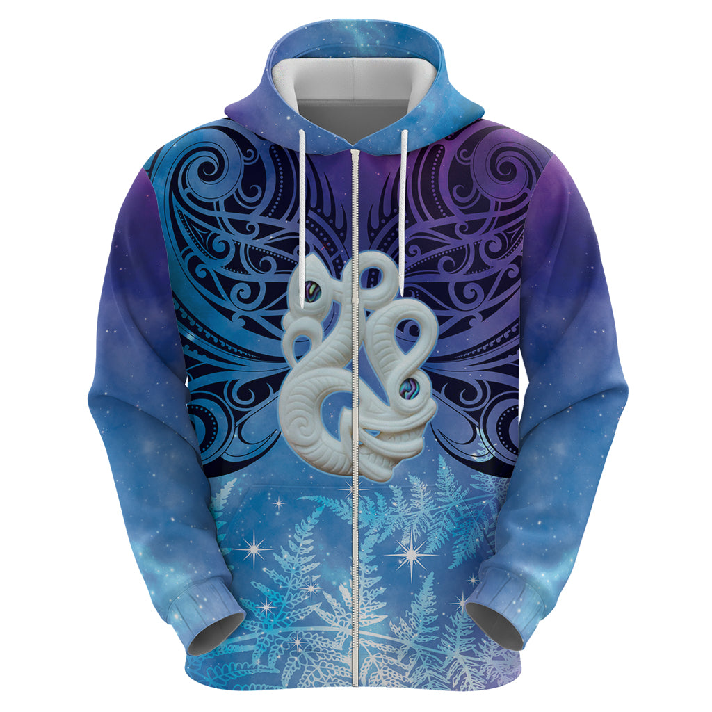 New Zealand Matariki Zip Hoodie Aotearoa Maori New Year Manaia Galaxy Vibes LT14 - Polynesian Pride