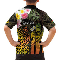 Personalised Vanuatu Independence Day Family Matching Summer Maxi Dress and Hawaiian Shirt Carving Drum Sand Drawing Turtle LT14 - Polynesian Pride