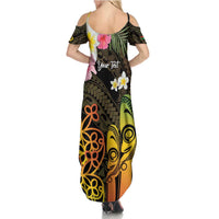 Personalised Vanuatu Independence Day Family Matching Summer Maxi Dress and Hawaiian Shirt Carving Drum Sand Drawing Turtle LT14 - Polynesian Pride