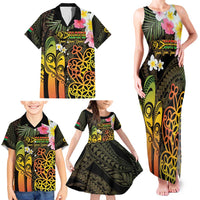 Personalised Vanuatu Independence Day Family Matching Tank Maxi Dress and Hawaiian Shirt Carving Drum Sand Drawing Turtle LT14 - Polynesian Pride