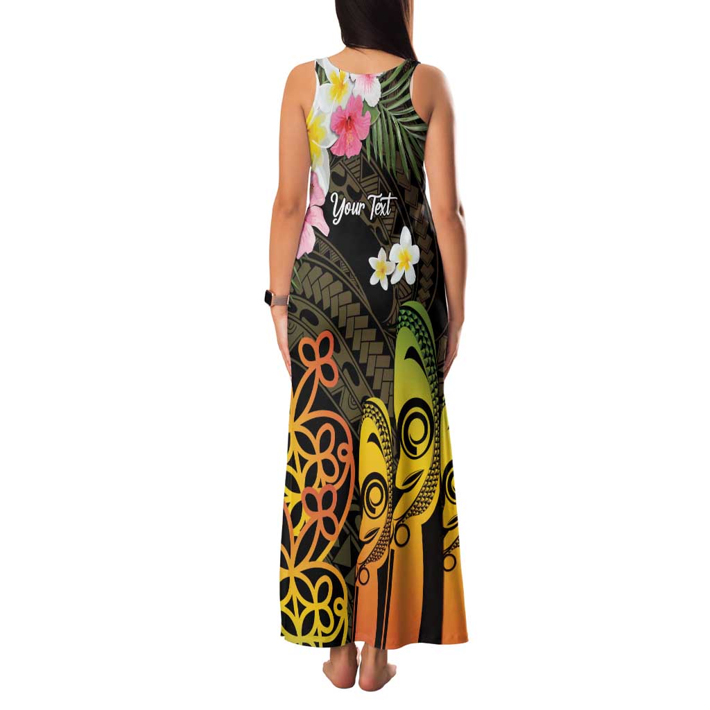 Personalised Vanuatu Independence Day Family Matching Tank Maxi Dress and Hawaiian Shirt Carving Drum Sand Drawing Turtle LT14 - Polynesian Pride