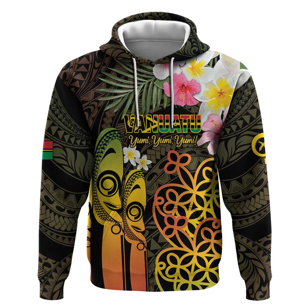 Personalised Vanuatu Independence Day Hoodie Carving Drum Sand Drawing Turtle