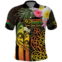 Personalised Vanuatu Independence Day Polo Shirt Carving Drum Sand Drawing Turtle LT14 Black - Polynesian Pride