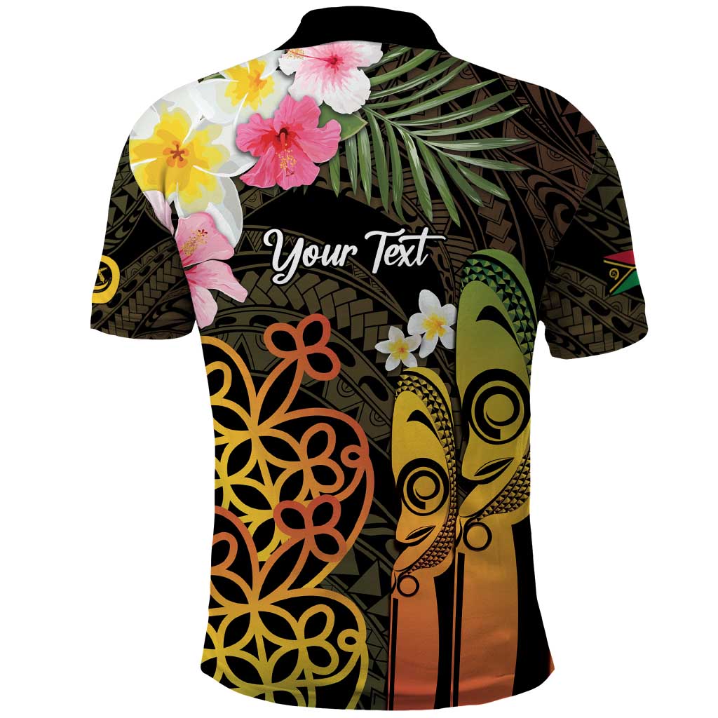 Personalised Vanuatu Independence Day Polo Shirt Carving Drum Sand Drawing Turtle LT14 - Polynesian Pride