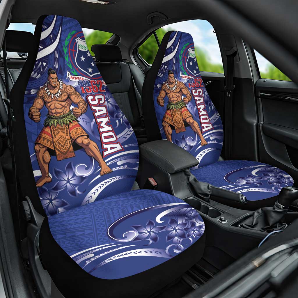 Samoa Independence Day Car Seat Cover 1962 Proud Samoan Warrior LT14 One Size Blue - Polynesian Pride