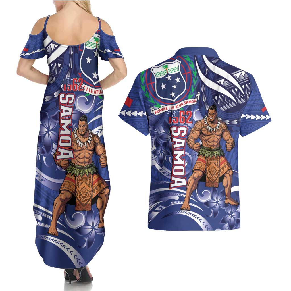 Samoa Independence Day Couples Matching Summer Maxi Dress and Hawaiian Shirt 1962 Proud Samoan Warrior