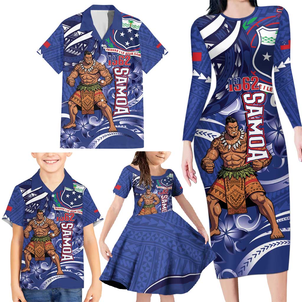 Samoa Independence Day Family Matching Long Sleeve Bodycon Dress and Hawaiian Shirt 1962 Proud Samoan Warrior LT14 - Polynesian Pride