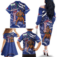 Samoa Independence Day Family Matching Off The Shoulder Long Sleeve Dress and Hawaiian Shirt 1962 Proud Samoan Warrior LT14 - Polynesian Pride