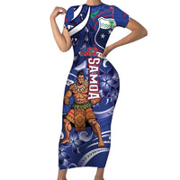 Samoa Independence Day Family Matching Short Sleeve Bodycon Dress and Hawaiian Shirt 1962 Proud Samoan Warrior LT14 Mom's Dress Blue - Polynesian Pride