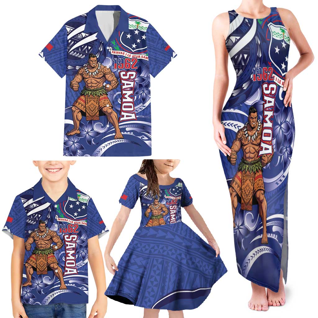 Samoa Independence Day Family Matching Tank Maxi Dress and Hawaiian Shirt 1962 Proud Samoan Warrior LT14 - Polynesian Pride