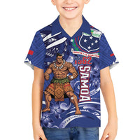 Samoa Independence Day Family Matching Tank Maxi Dress and Hawaiian Shirt 1962 Proud Samoan Warrior LT14 Son's Shirt Blue - Polynesian Pride