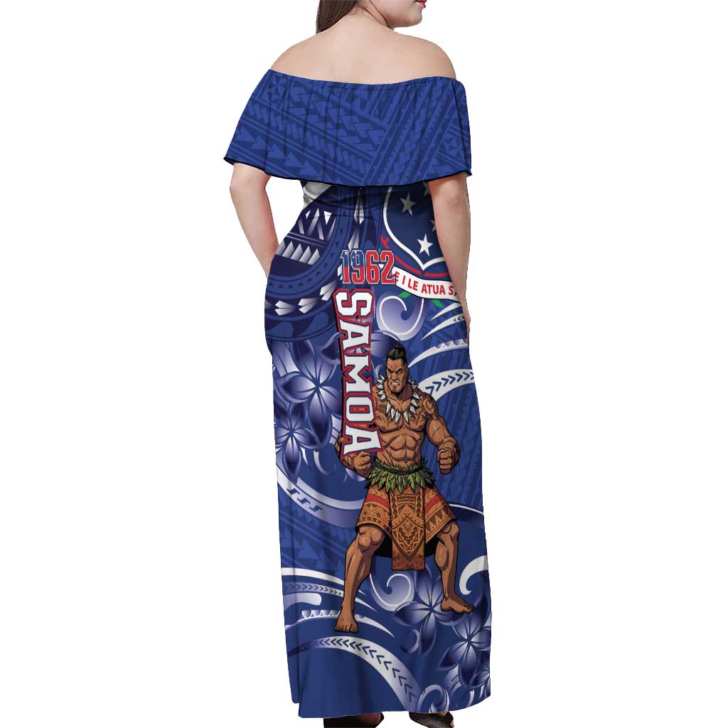Samoa Independence Day Off Shoulder Maxi Dress 1962 Proud Samoan Warrior LT14 - Polynesian Pride