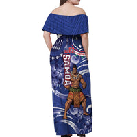 Samoa Independence Day Off Shoulder Maxi Dress 1962 Proud Samoan Warrior LT14 - Polynesian Pride