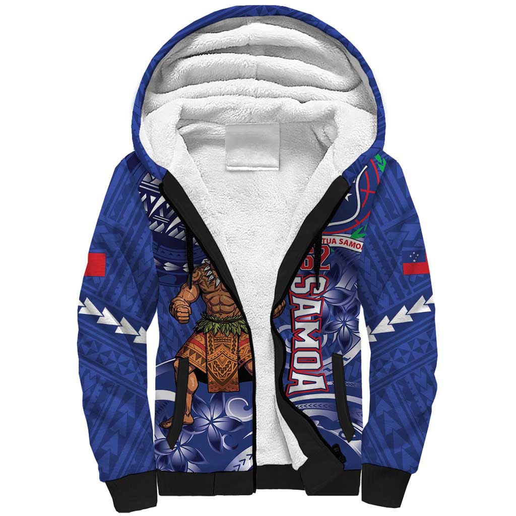 Samoa Independence Day Sherpa Hoodie 1962 Proud Samoan Warrior LT14 Unisex Blue - Polynesian Pride