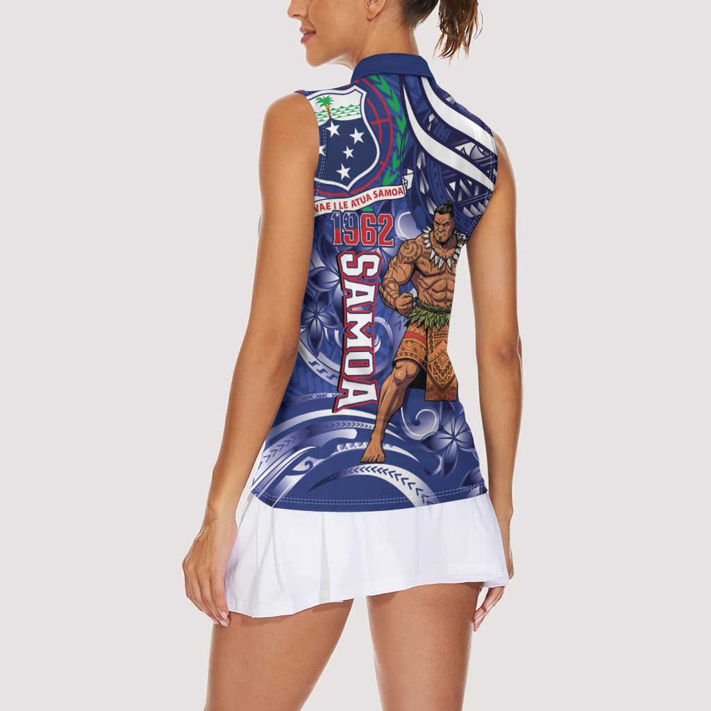 Samoa Independence Day Women Sleeveless Polo Shirt 1962 Proud Samoan Warrior