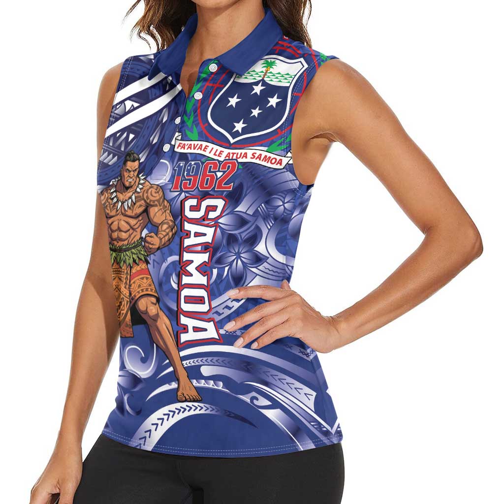 Samoa Independence Day Women Sleeveless Polo Shirt 1962 Proud Samoan Warrior