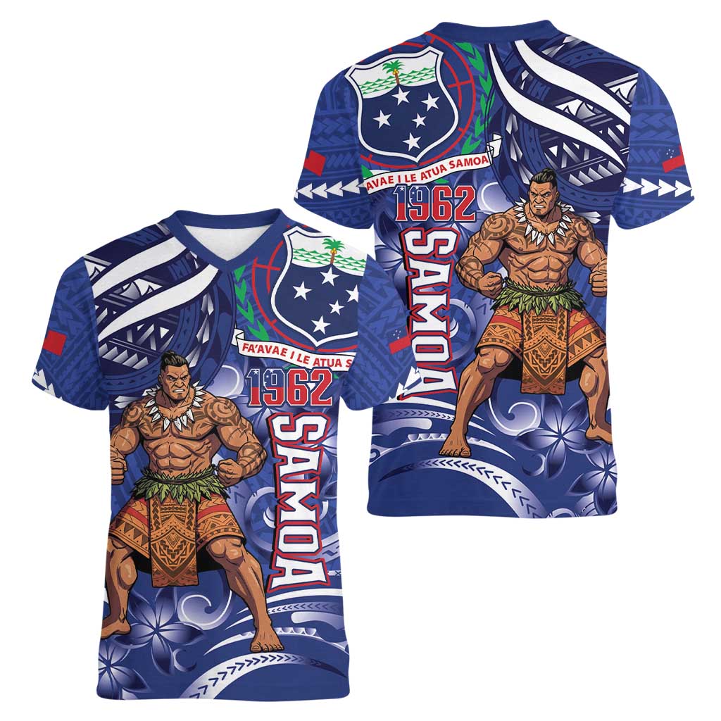 Samoa Independence Day Women V-Neck T-Shirt 1962 Proud Samoan Warrior