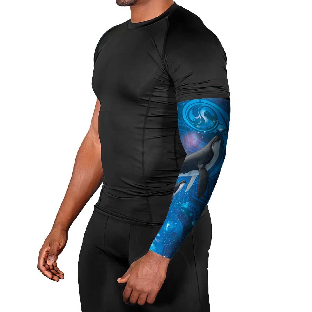 Paikea New Zealand Matariki Arm Sleeves Humpback Whale Taniko Motifs Ocean Vibes LT14 - Polynesian Pride