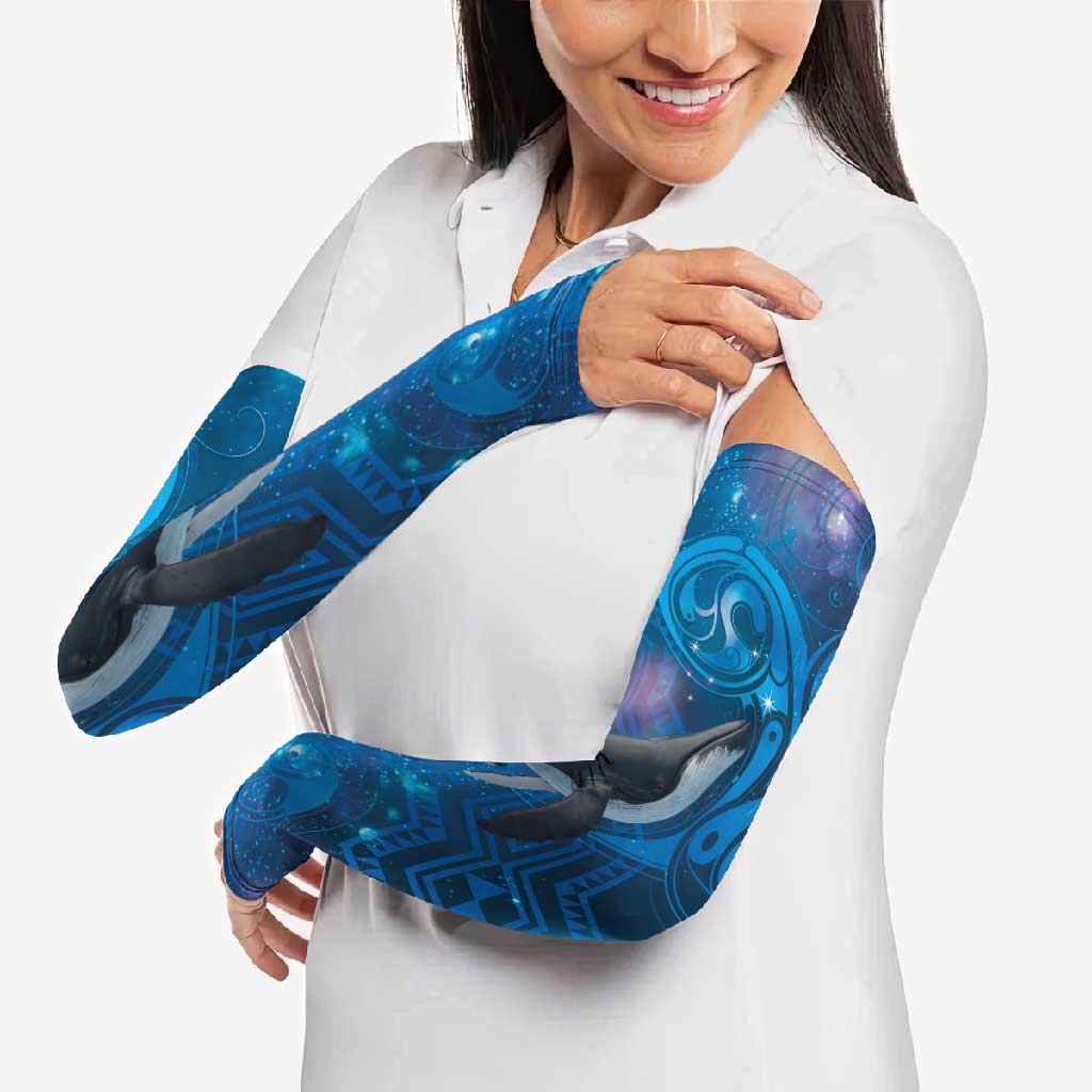 Paikea New Zealand Matariki Arm Sleeves Humpback Whale Taniko Motifs Ocean Vibes LT14 - Polynesian Pride