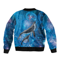 Paikea New Zealand Matariki Bomber Jacket Humpback Whale Taniko Motifs Ocean Vibes