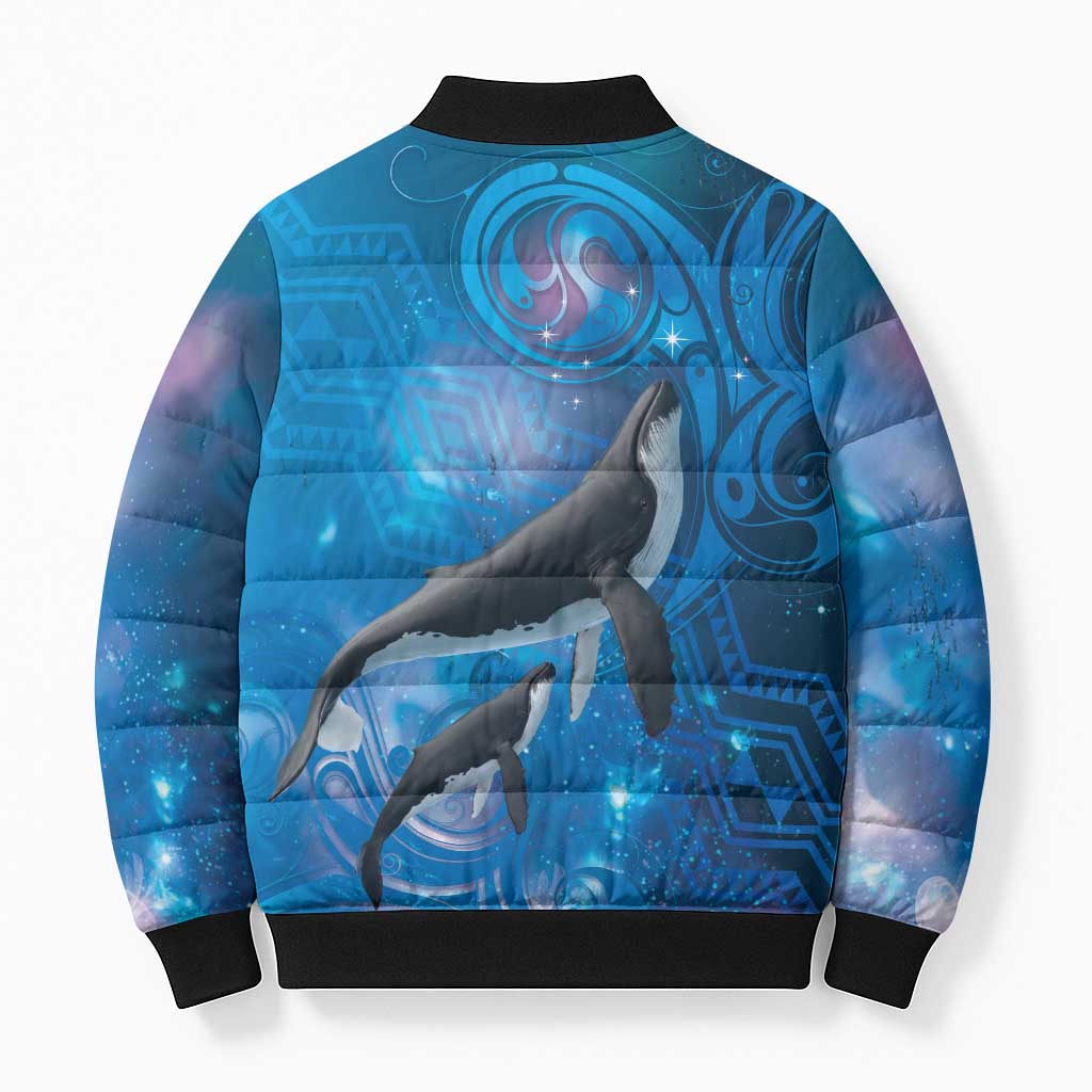 Paikea New Zealand Matariki Bomber Puffer Jacket Humpback Whale Taniko Motifs Ocean Vibes