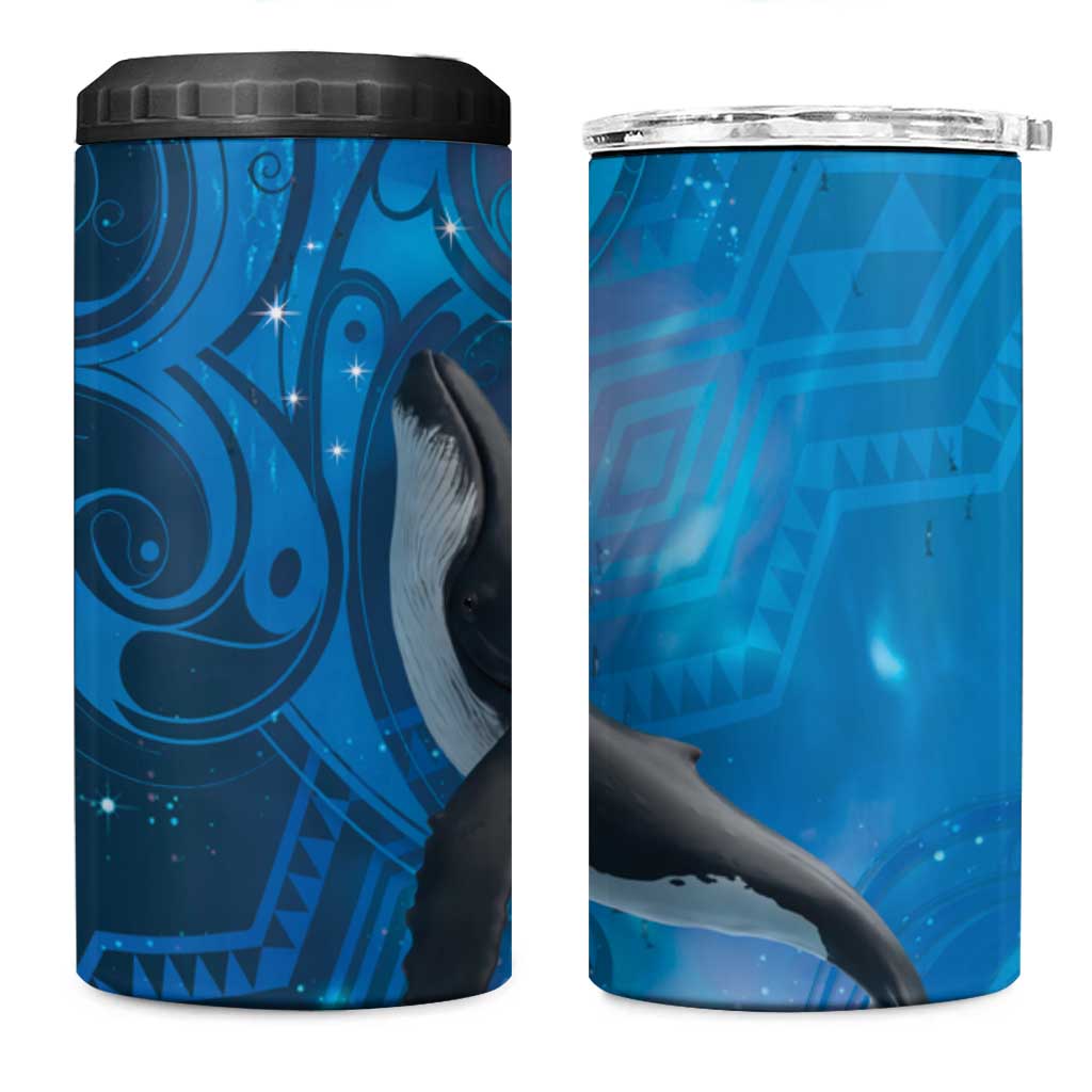 Paikea New Zealand Matariki 4 in 1 Can Cooler Tumbler Humpback Whale Taniko Motifs Ocean Vibes LT14 One Size: 16 oz Blue - Polynesian Pride