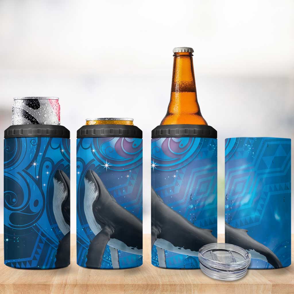 Paikea New Zealand Matariki 4 in 1 Can Cooler Tumbler Humpback Whale Taniko Motifs Ocean Vibes LT14 - Polynesian Pride