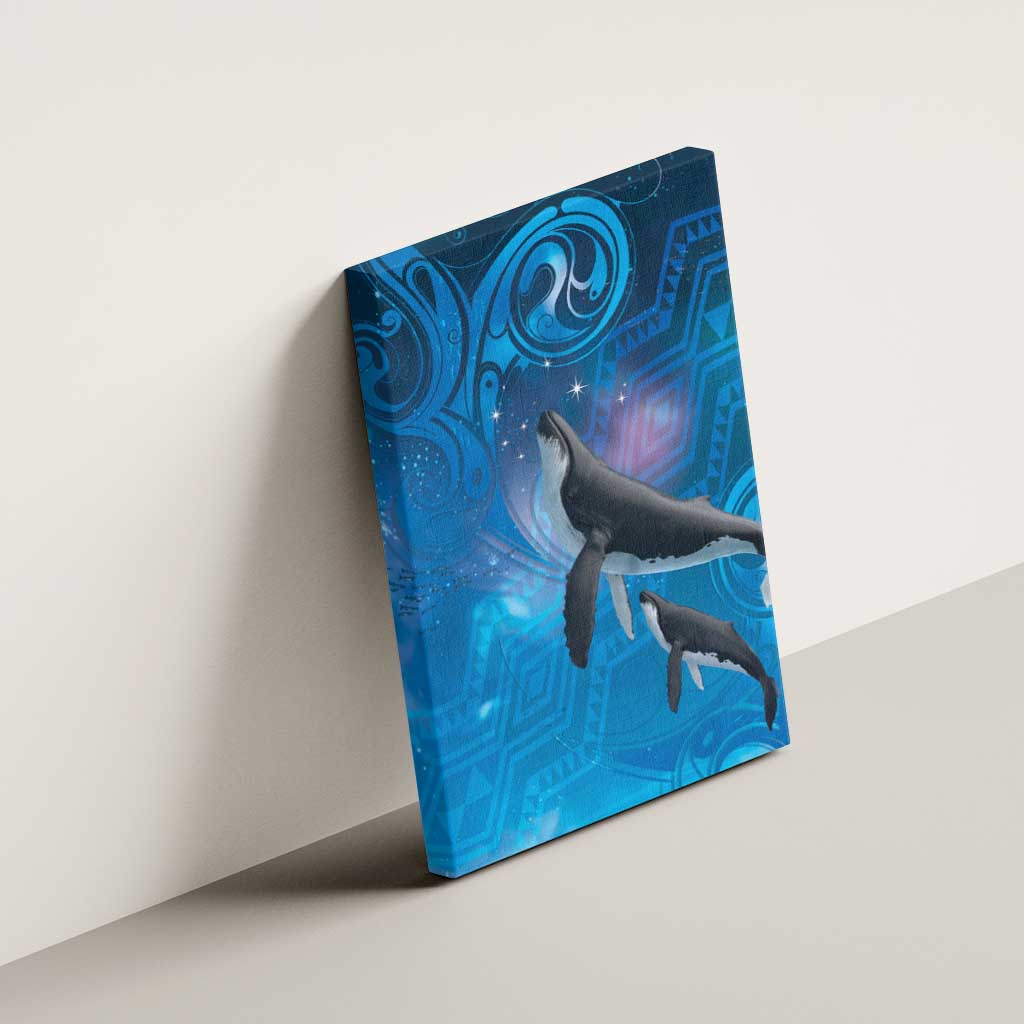 Paikea New Zealand Matariki Canvas Wall Art Humpback Whale Taniko Motifs Ocean Vibes LT14 - Polynesian Pride