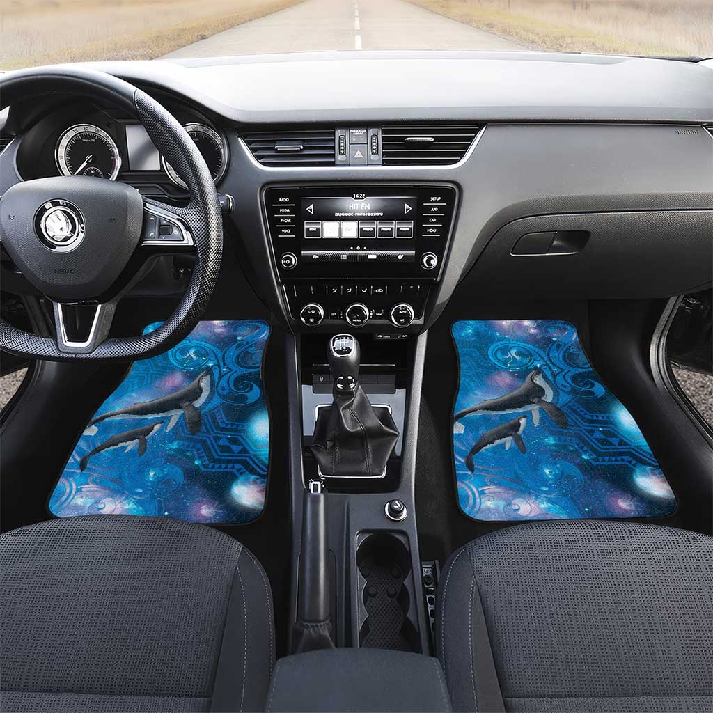Paikea New Zealand Matariki Car Mats Humpback Whale Taniko Motifs Ocean Vibes LT14 Set 2pcs - Front Blue - Polynesian Pride