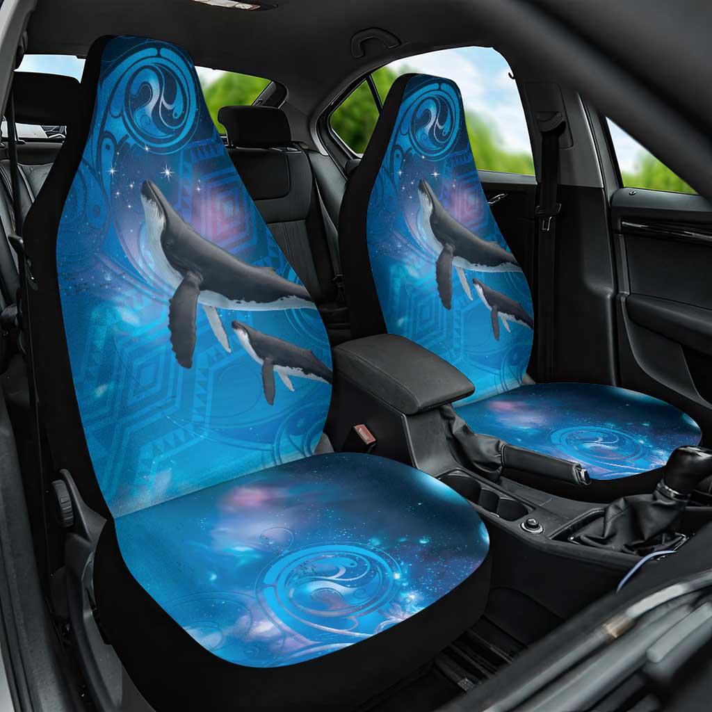 Paikea New Zealand Matariki Car Seat Cover Humpback Whale Taniko Motifs Ocean Vibes LT14 One Size Blue - Polynesian Pride