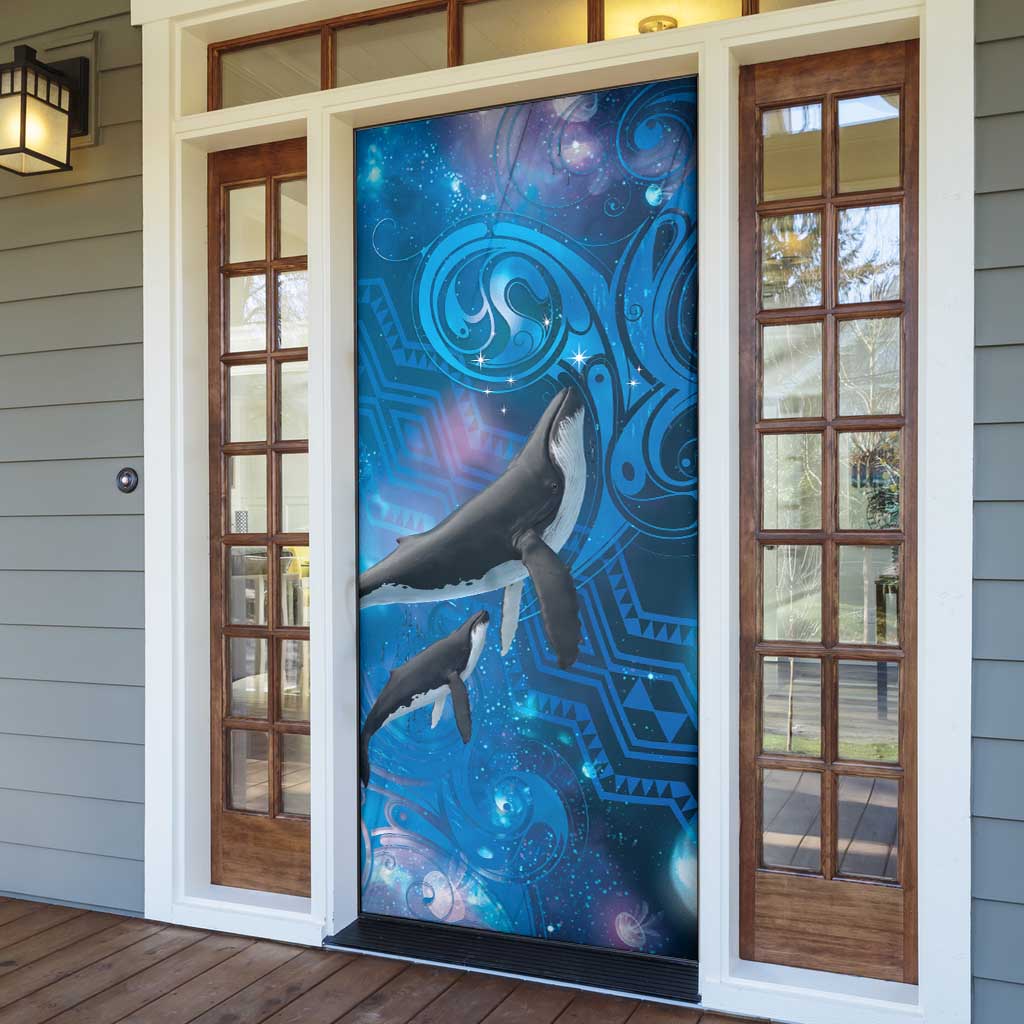 Paikea New Zealand Matariki Door Cover Humpback Whale Taniko Motifs Ocean Vibes LT14 - Polynesian Pride