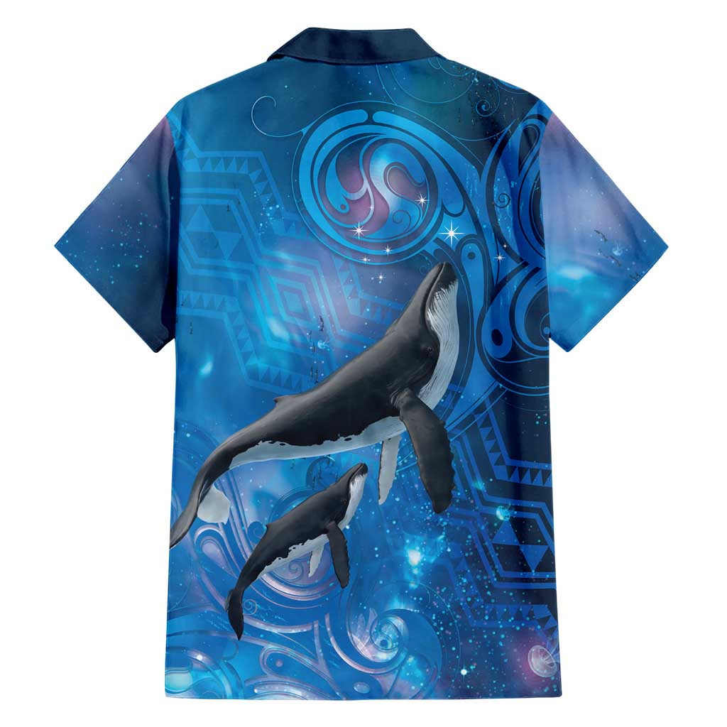 Paikea New Zealand Matariki Family Matching Off Shoulder Short Dress and Hawaiian Shirt Humpback Whale Taniko Motifs Ocean Vibes LT14 - Polynesian Pride