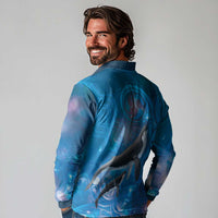 Paikea New Zealand Matariki Long Sleeve Polo Shirt Humpback Whale Taniko Motifs Ocean Vibes LT14 - Polynesian Pride