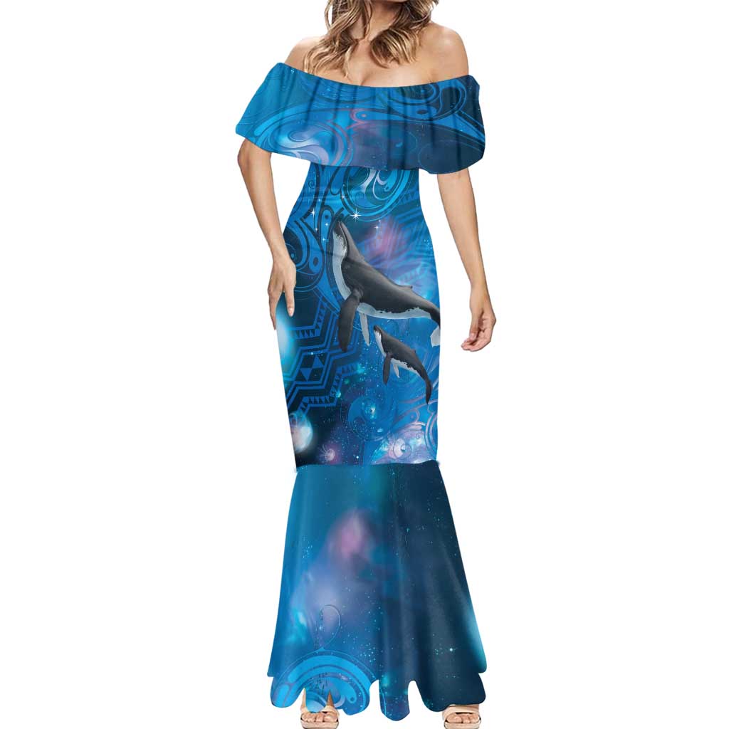 Paikea New Zealand Matariki Mermaid Dress Humpback Whale Taniko Motifs Ocean Vibes LT14 - Polynesian Pride