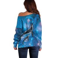 Paikea New Zealand Matariki Off Shoulder Sweater Humpback Whale Taniko Motifs Ocean Vibes LT14 - Polynesian Pride