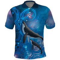 Paikea New Zealand Matariki Polo Shirt Humpback Whale Taniko Motifs Ocean Vibes LT14 Blue - Polynesian Pride
