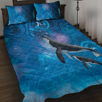 Paikea New Zealand Matariki Quilt Bed Set Humpback Whale Taniko Motifs Ocean Vibes LT14 Blue - Polynesian Pride