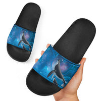 Paikea New Zealand Matariki Slide Sandals Humpback Whale Taniko Motifs Ocean Vibes LT14 - Polynesian Pride