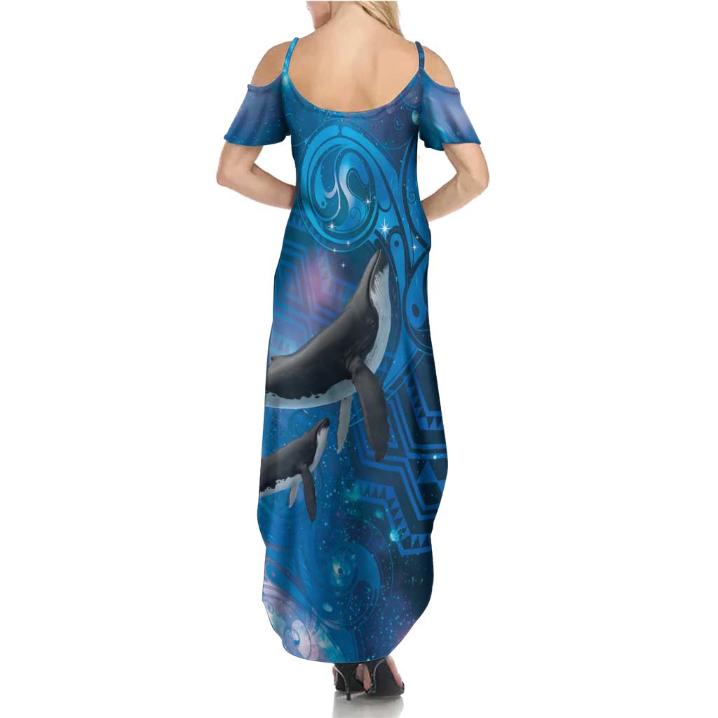 Paikea New Zealand Matariki Summer Maxi Dress Humpback Whale Taniko Motifs Ocean Vibes LT14 - Polynesian Pride