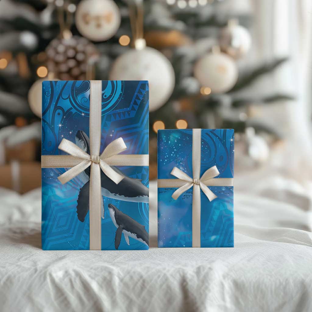 Paikea New Zealand Matariki Wrapping Paper Humpback Whale Taniko Motifs Ocean Vibes LT14 - Polynesian Pride